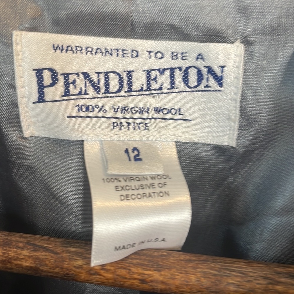 Pendleton 100% Virgin Wool Gray Button Down Blaze… - image 5